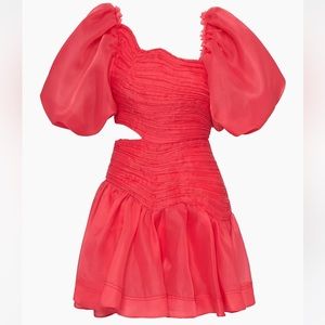 Aje- Sculptura Joan Puff sleeve Minidress in Rouge Pink